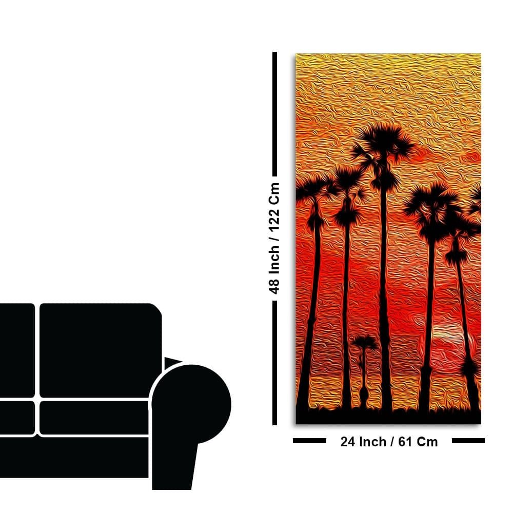 Beautiful Palm Tree at Sunset Canvas Wall Painting - Decor Smart