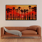 Beautiful Palm Tree on Sunset Canvas Wall Painting