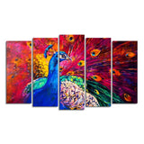 Beautiful Peacock Canvas Wall Painting of Five Pieces - Decor Smart
