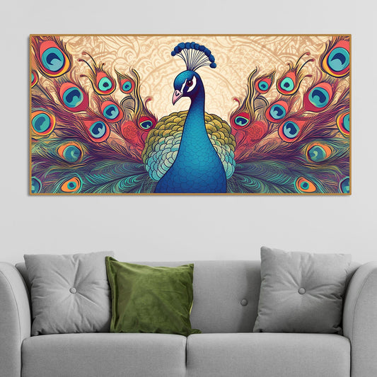 Beautiful Peacock in Traditional Style Canvas Wall Painiting - Decor Smart
