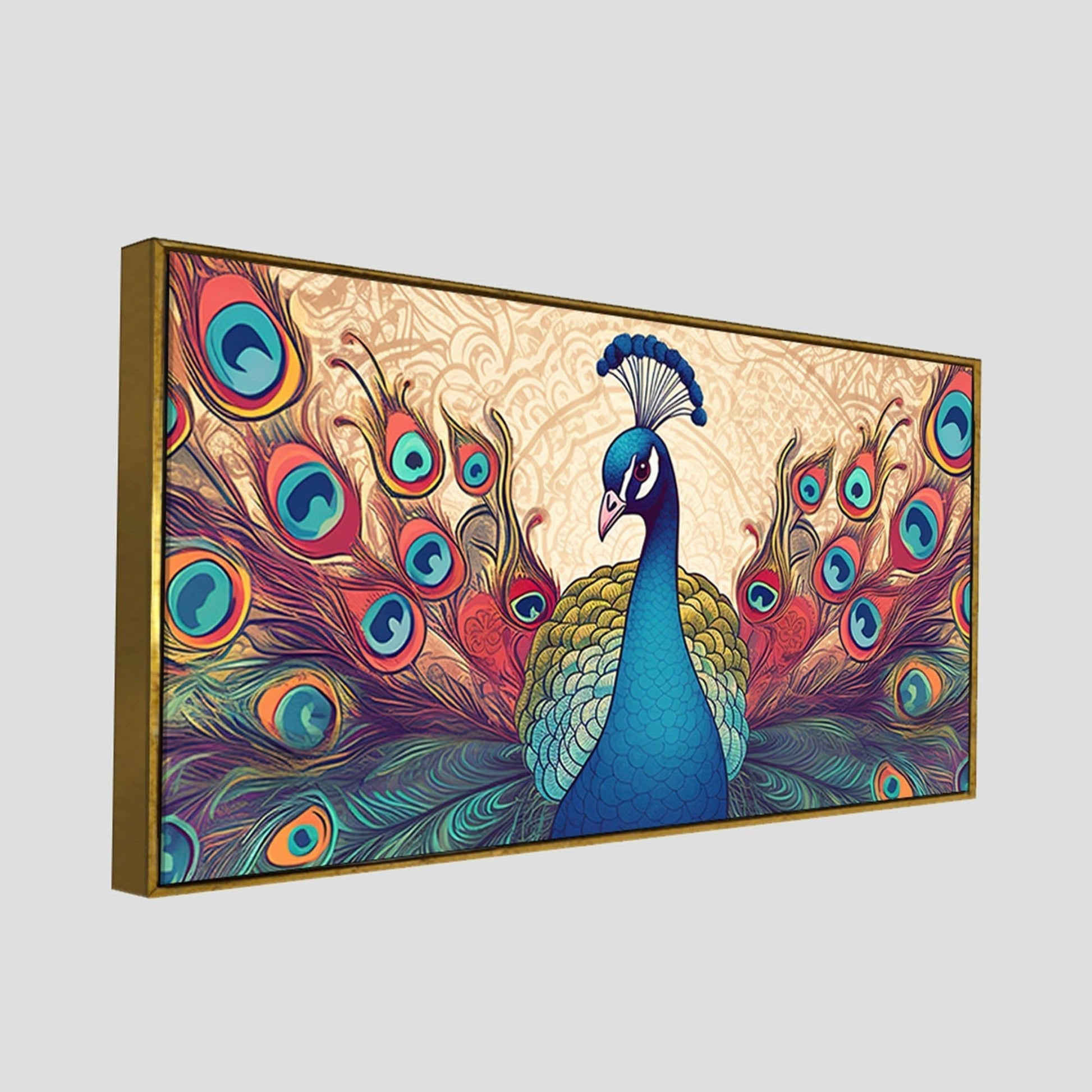 Beautiful Peacock in Traditional Style Canvas Wall Painiting - Decor Smart