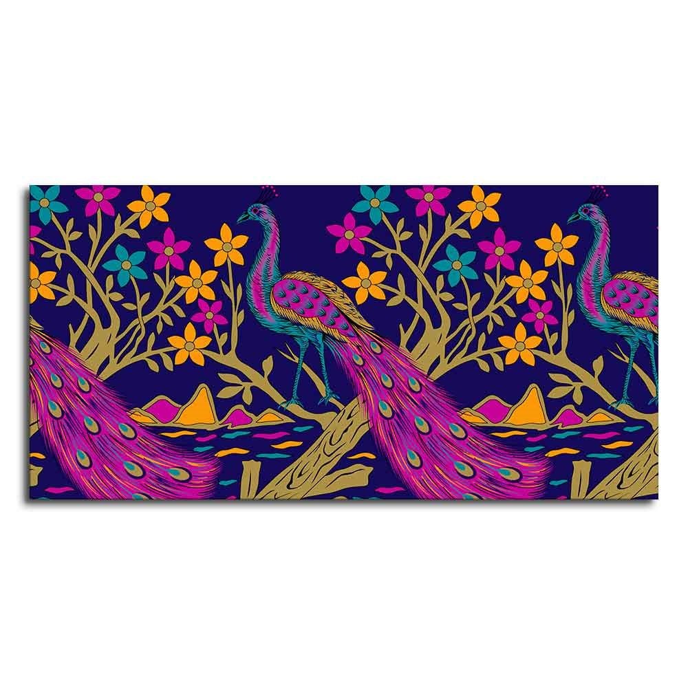 Beautiful Peacock With Flower Art Wall Painting - Decor Smart