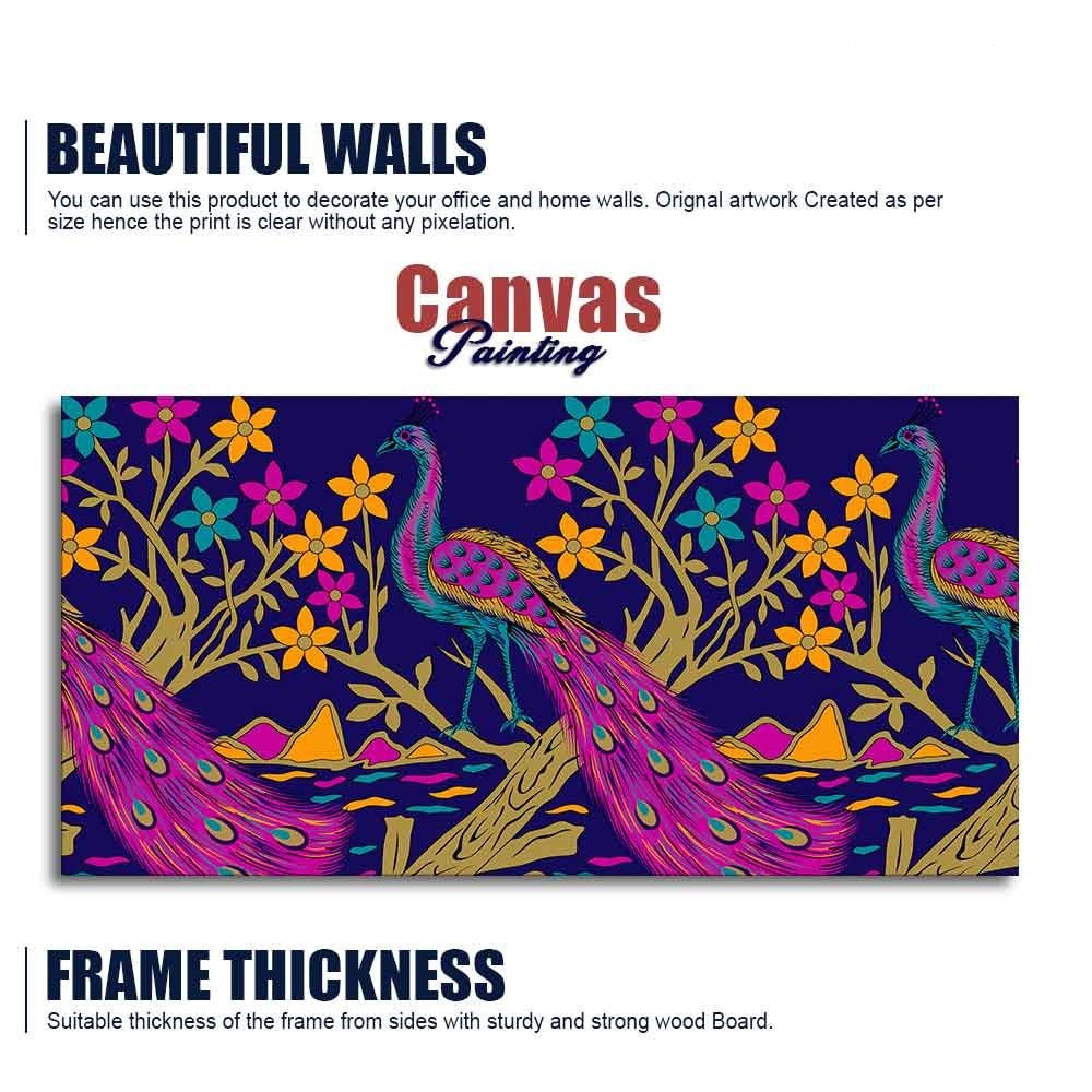 Beautiful Peacock With Flower Art Wall Painting - Decor Smart