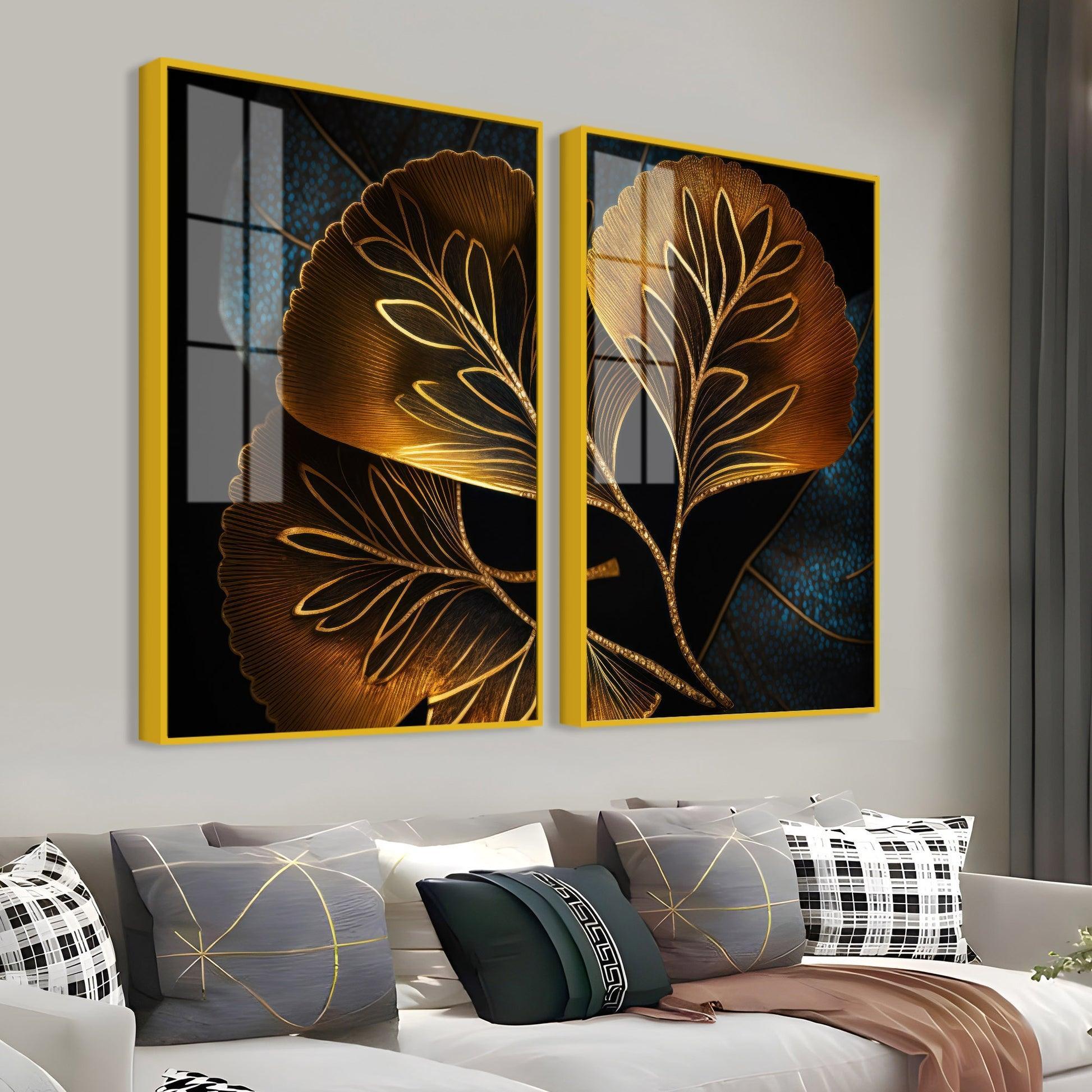 Beautiful Plant Acrylic Floating Wall Painting Set of 2 - Decor Smart