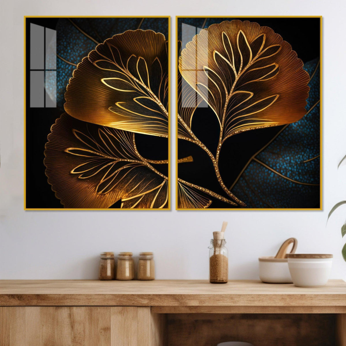 Beautiful Plant Acrylic Floating Wall Painting Set of 2 - Decor Smart