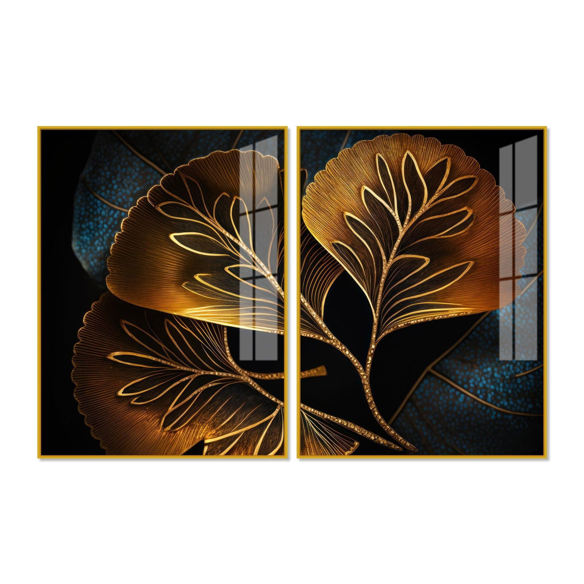 Beautiful Plant Acrylic Floating Wall Painting Set of 2 - Decor Smart