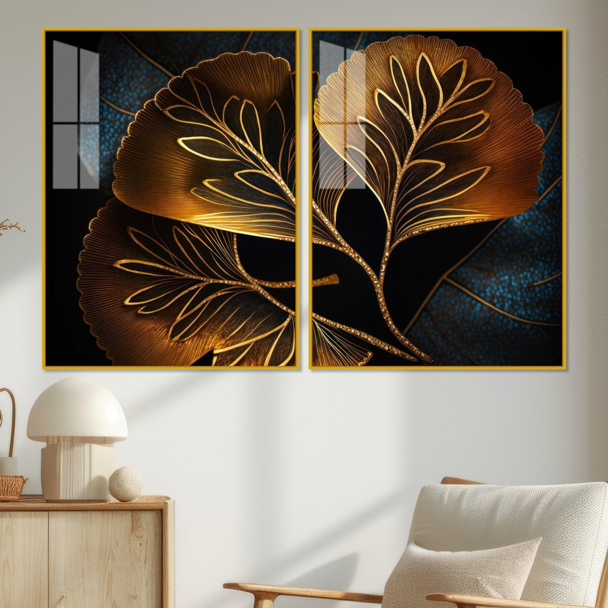 Beautiful Plant Acrylic Floating Wall Painting Set of 2 - Decor Smart