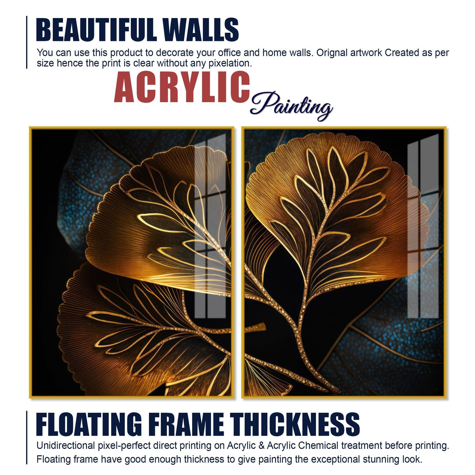 Beautiful Plant Acrylic Floating Wall Painting Set of 2 - Decor Smart