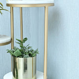 Beautiful Premium Looking Sturdy Metal Planter Stand With White Round Marble At Top - 4 Tier - Decor Smart