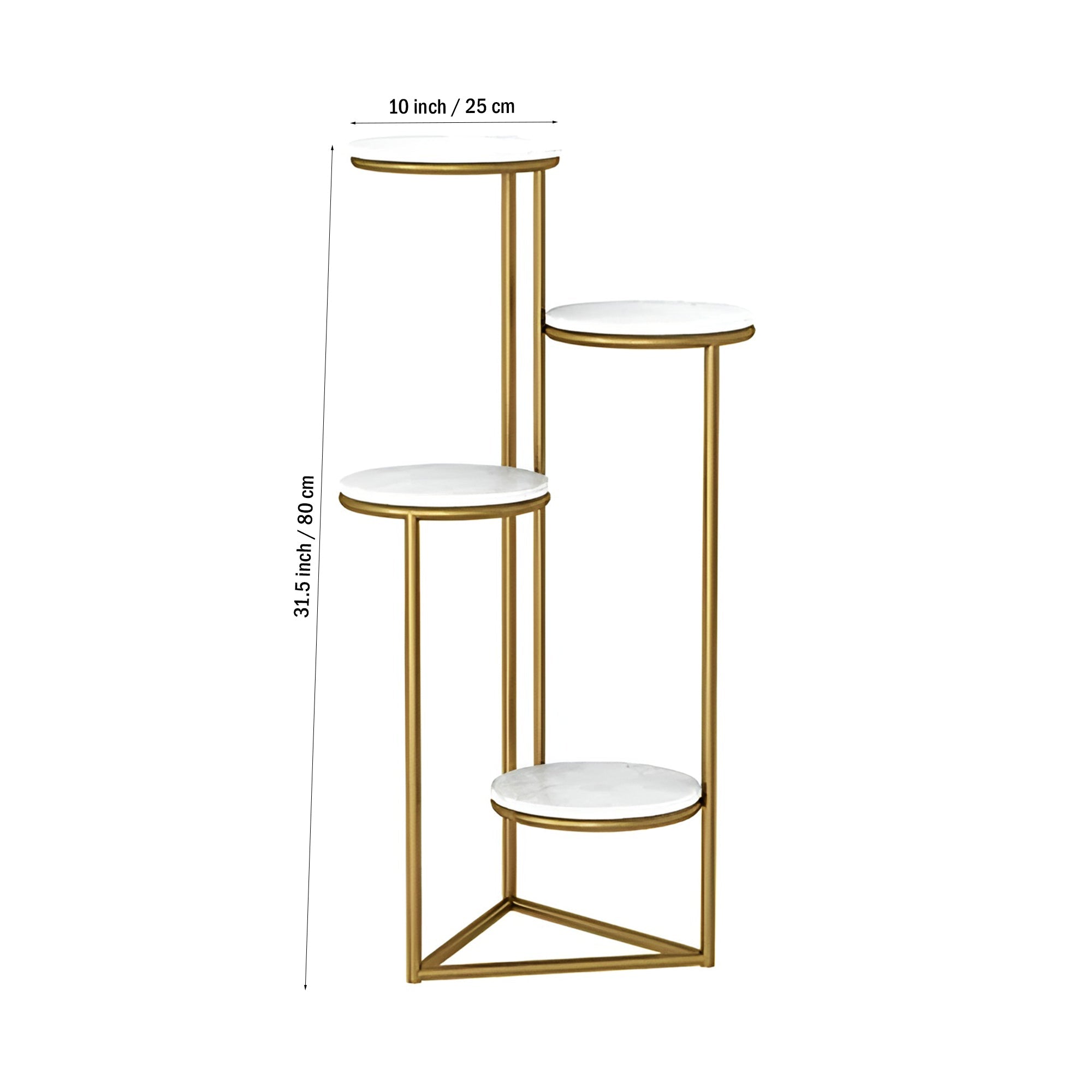 Beautiful Premium Looking Sturdy Metal Planter Stand With White Round Marble At Top - 4 Tier - Decor Smart