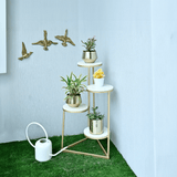 Beautiful Premium Looking Sturdy Metal Planter Stand With White Round Marble At Top - 4 Tier - Decor Smart