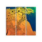 Beautiful Radha Krishna Wall Painting Modern Art 3 Panels