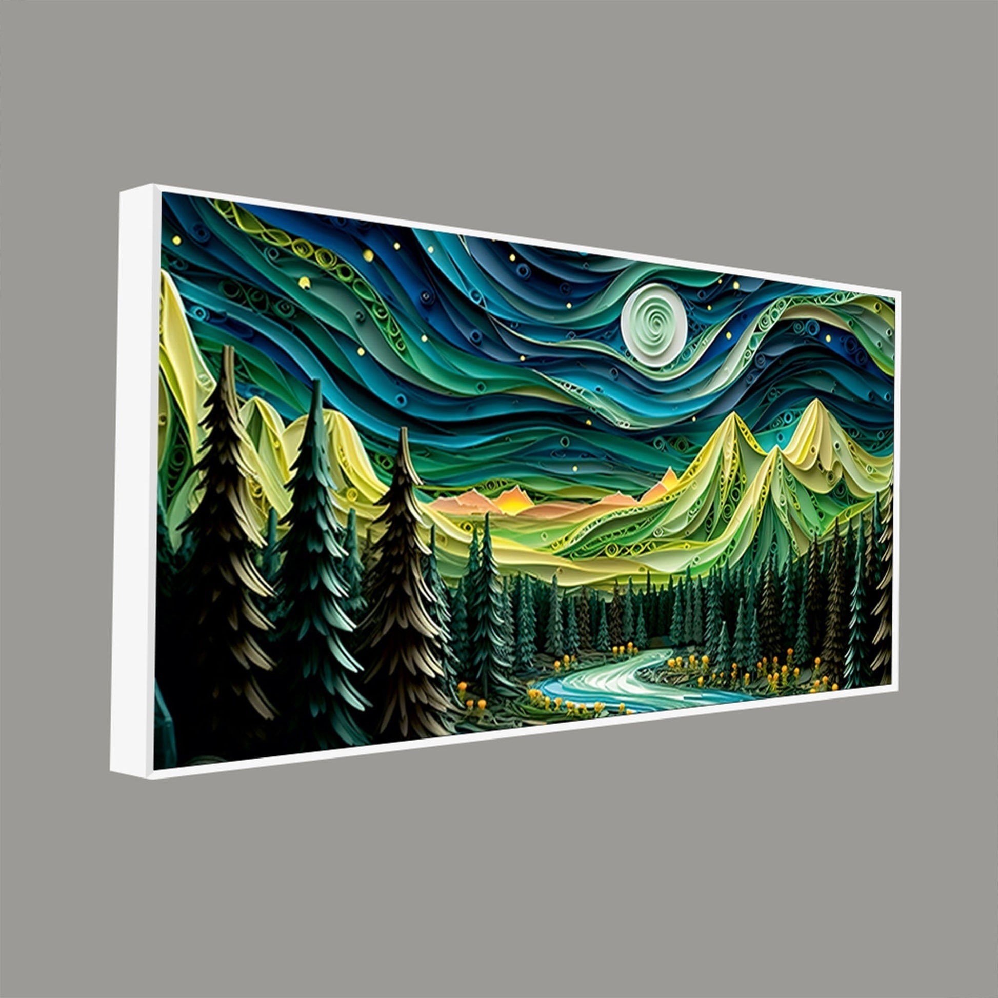 Beautiful River Surrounded by Mountains Canvas Wall Painting - Decor Smart