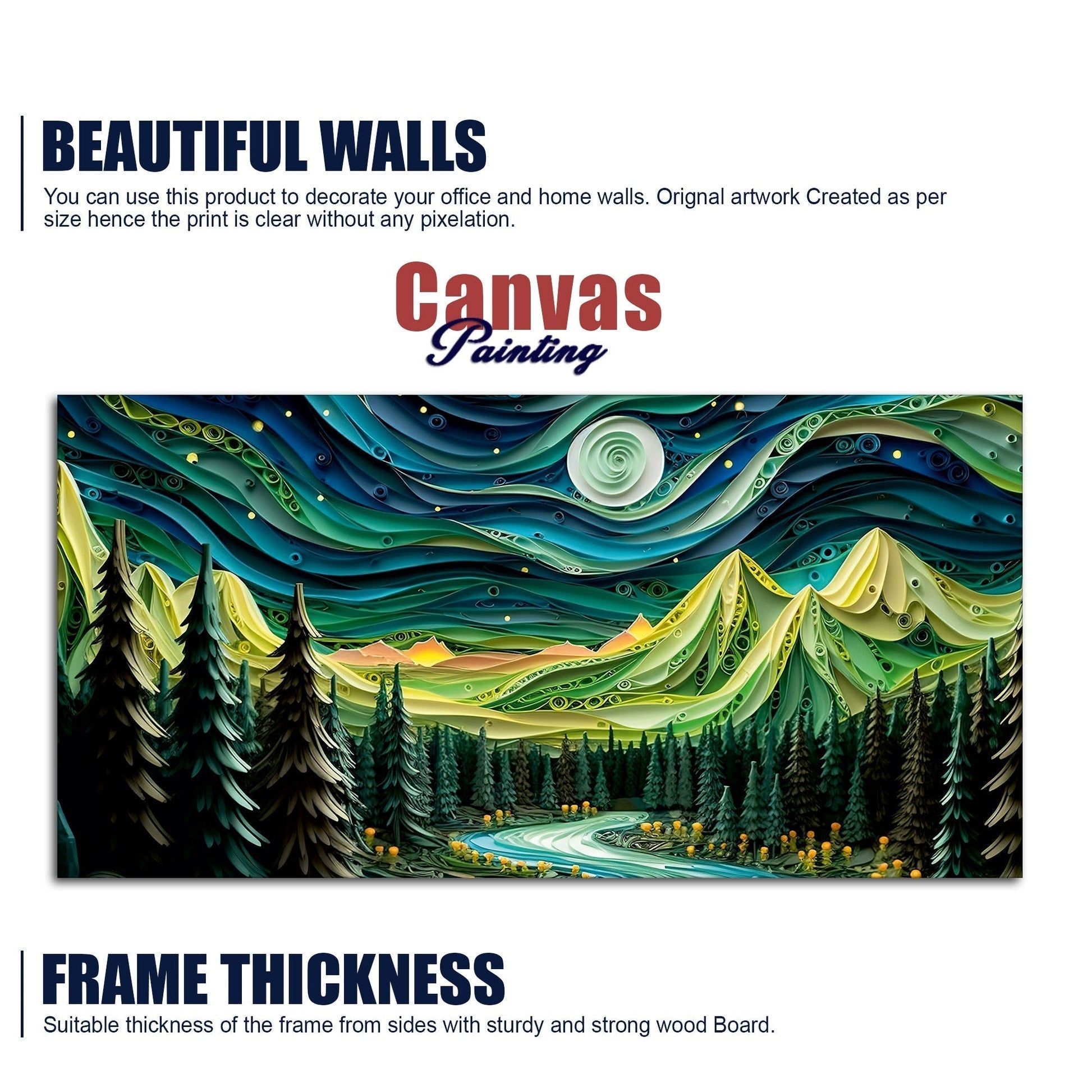 Beautiful River Surrounded by Mountains Canvas Wall Painting - Decor Smart