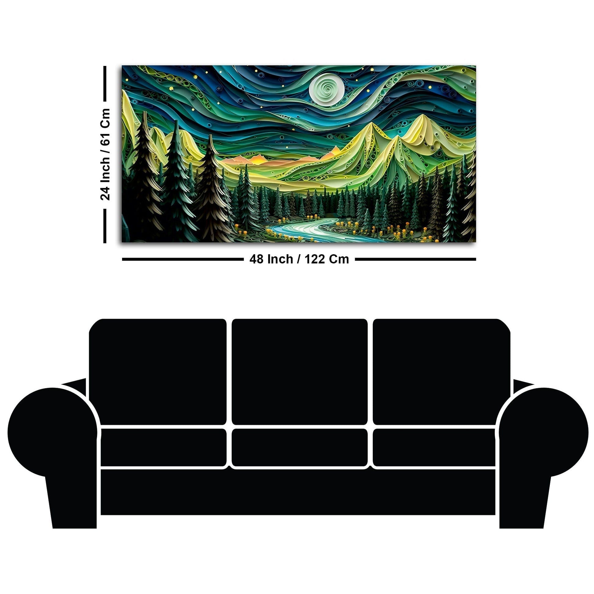 Beautiful River Surrounded by Mountains Canvas Wall Painting - Decor Smart
