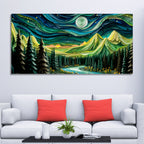 Beautiful River Surrounded by Mountains Canvas Wall Painting
