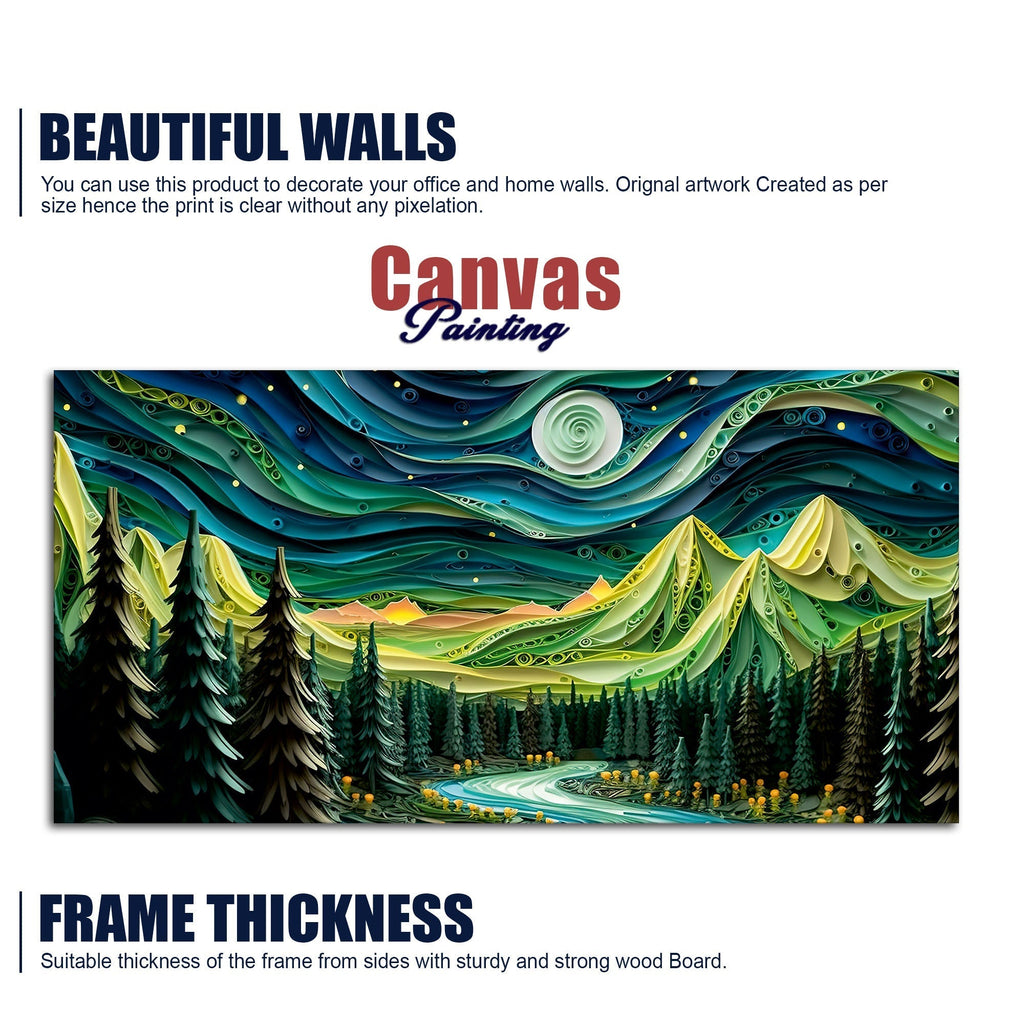 Beautiful River Surrounded by Mountains Canvas Wall Painting