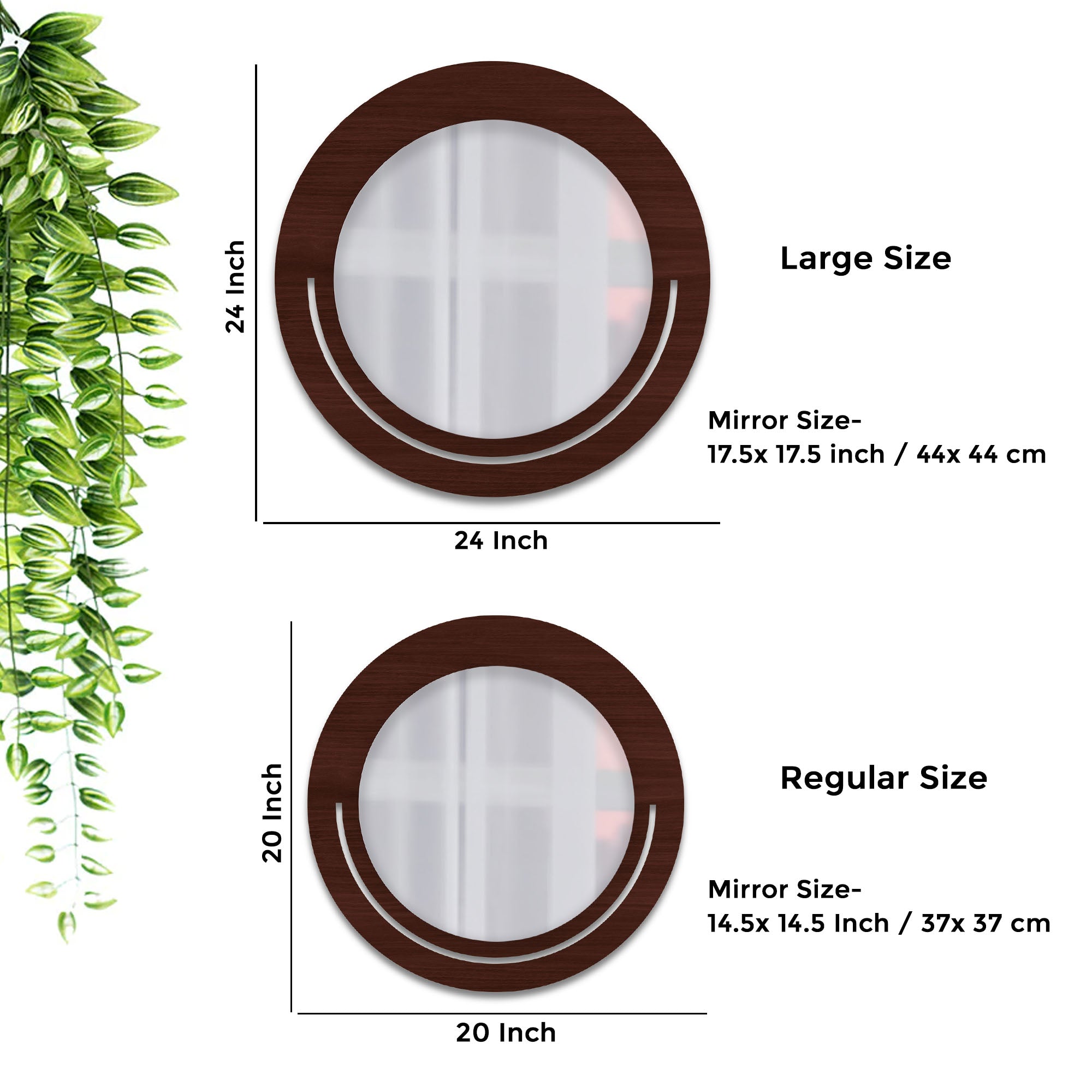 Beautiful Rounded Shape Designer Vanity Wooden Wall Mirror - Decor Smart