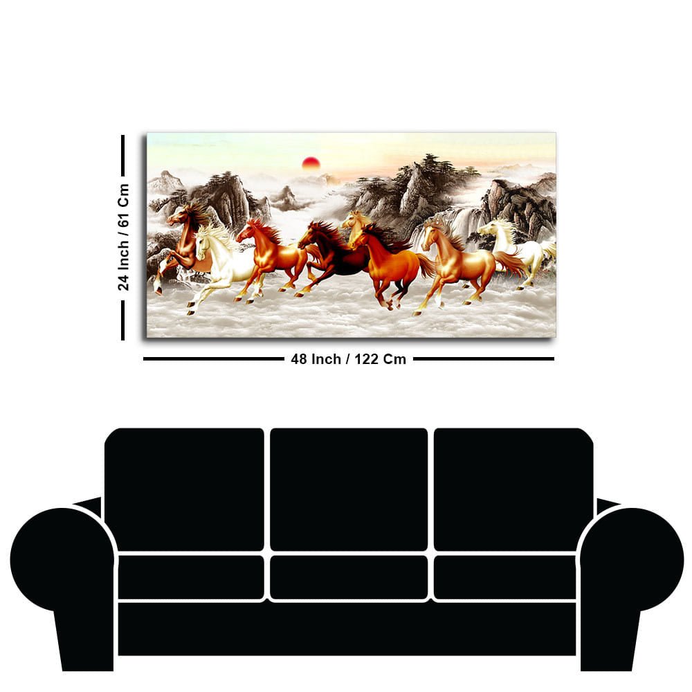 Beautiful Running Horses at Sunset Premium Canvas Wall Painting - Decor Smart