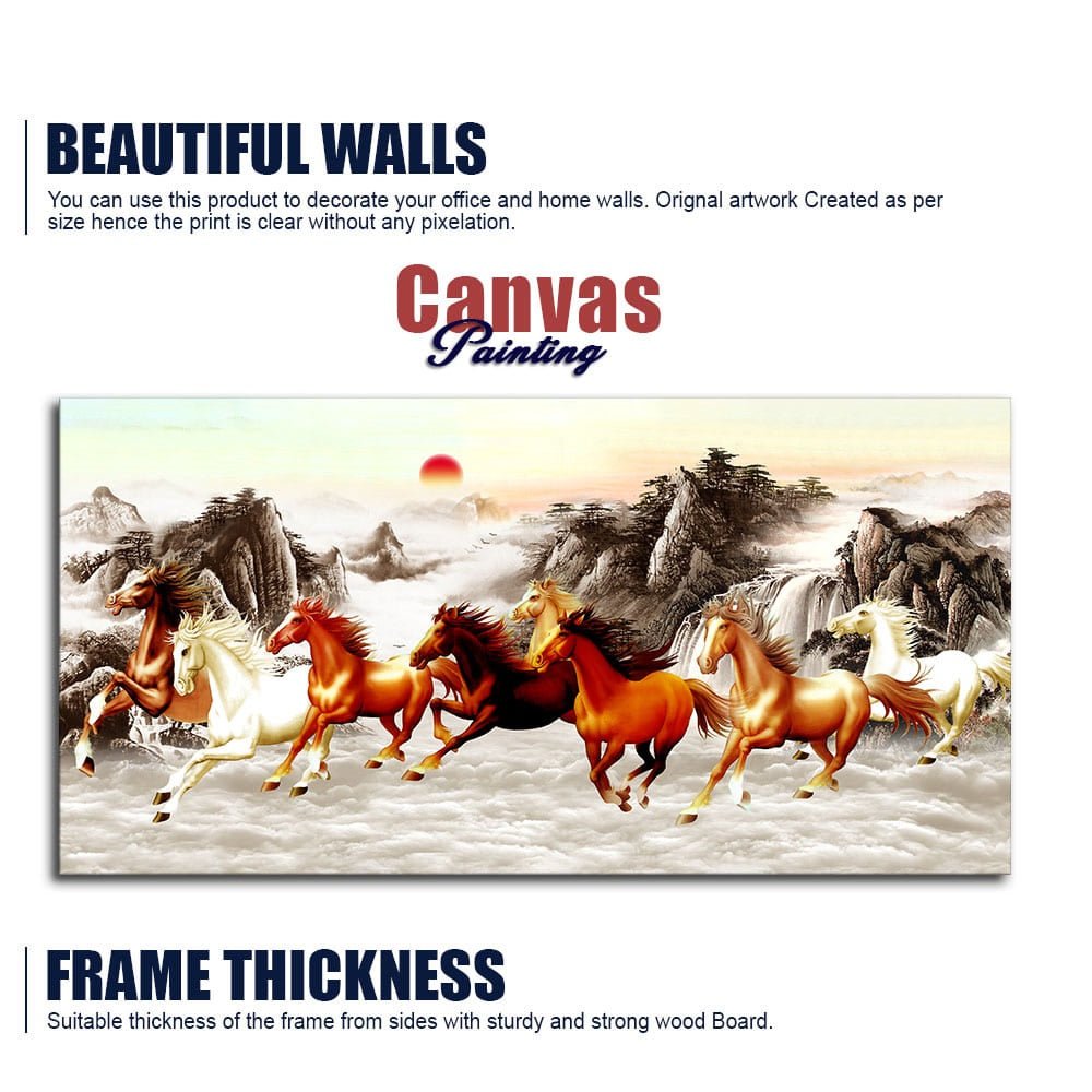 Beautiful Running Horses at Sunset Premium Canvas Wall Painting - Decor Smart