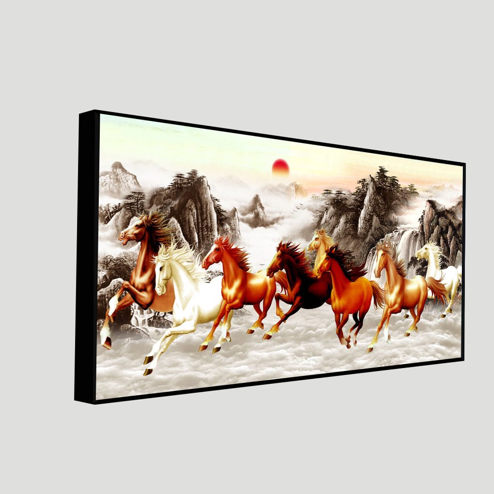 Beautiful Running Horses at Sunset Premium Canvas Wall Painting - Decor Smart