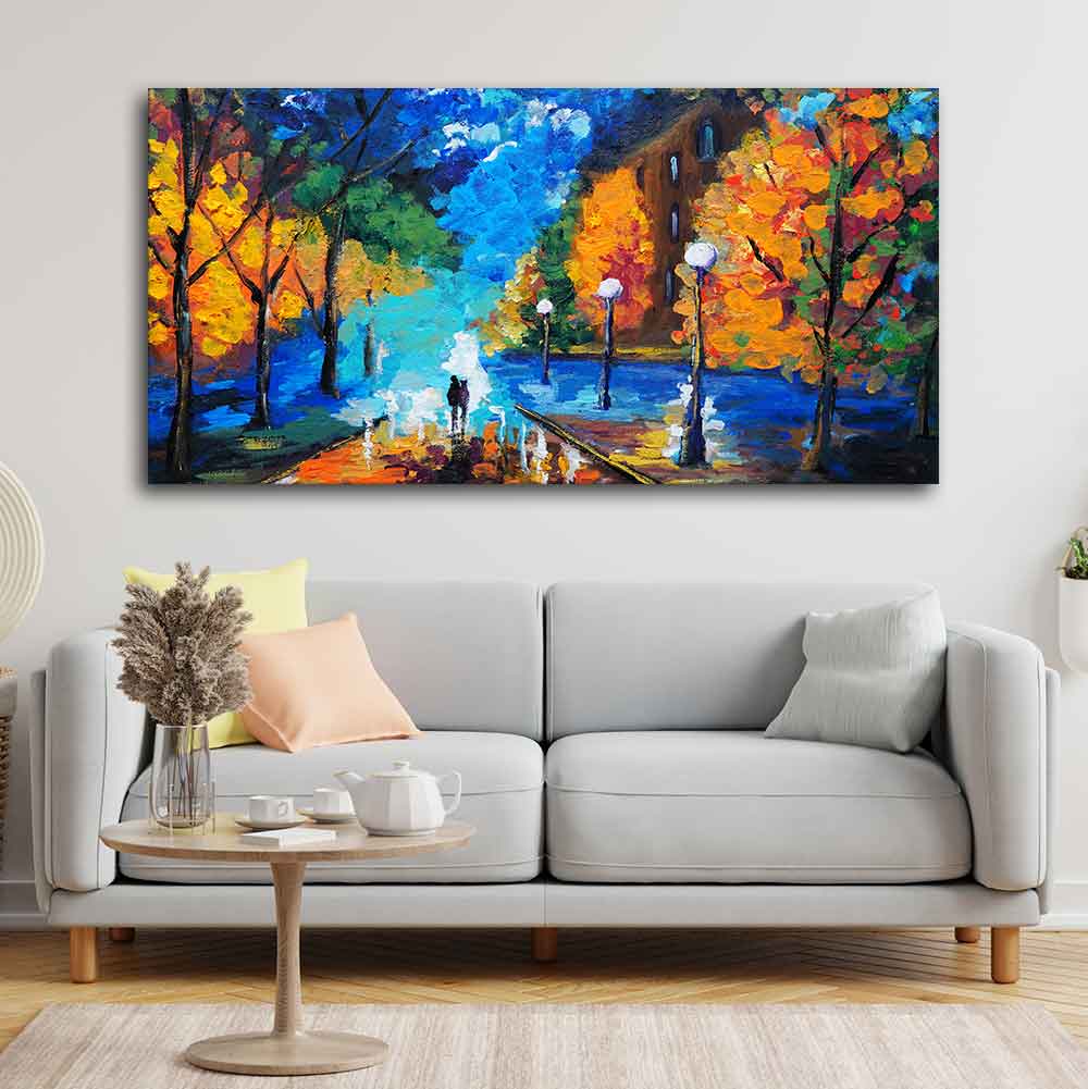 Beautiful Scenery of Couple Dating Canvas Wooden Wall Painting