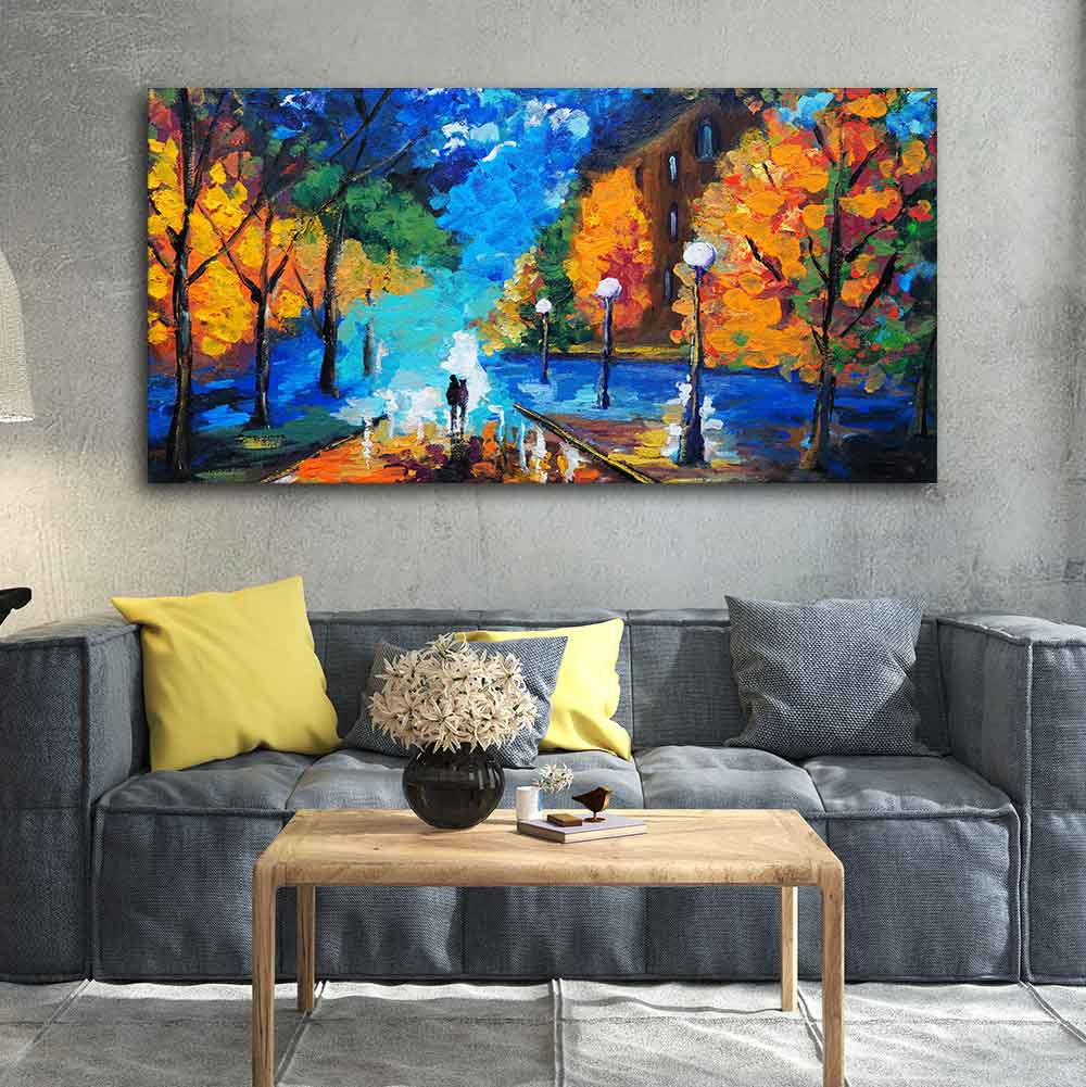 Beautiful Scenery of Couple Dating Canvas Wooden Wall Painting