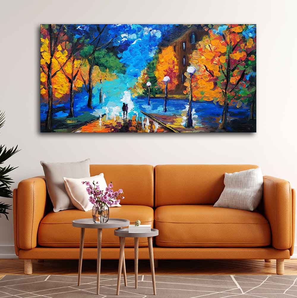 Beautiful Scenery of Couple Dating Canvas Wooden Wall Painting