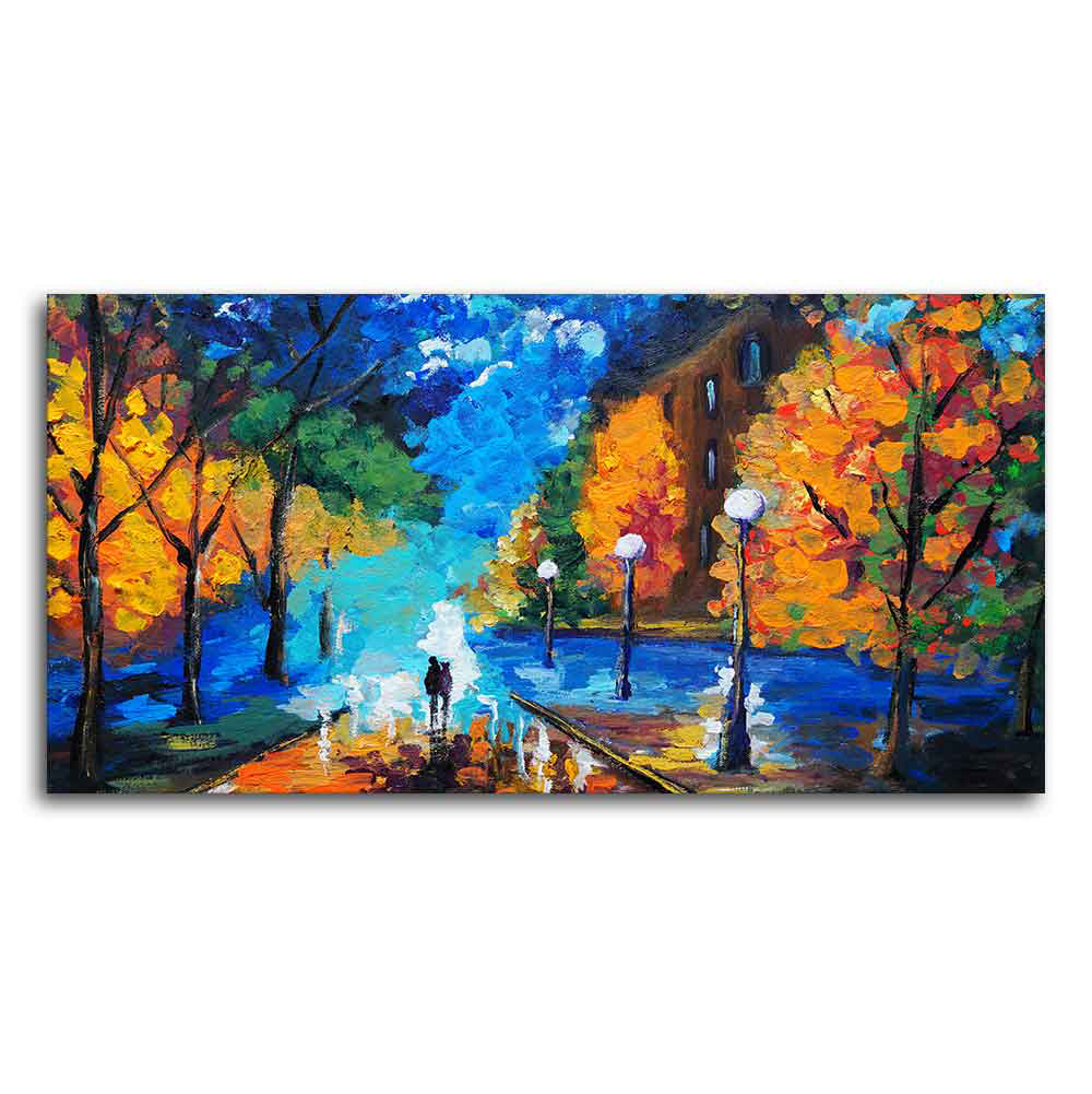 Beautiful Scenery of Couple Dating Canvas Wooden Wall Painting