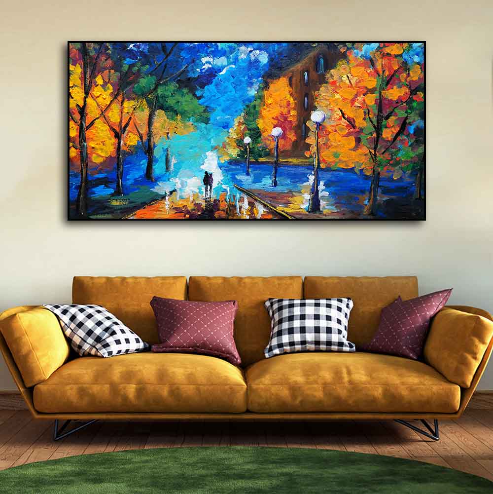 Beautiful Scenery of Couple Dating Canvas Wooden Wall Painting