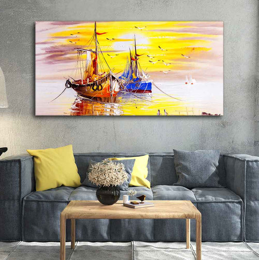 Beautiful Scenery of Sailing Ship on the Ocean Wall Painting - Decor Smart