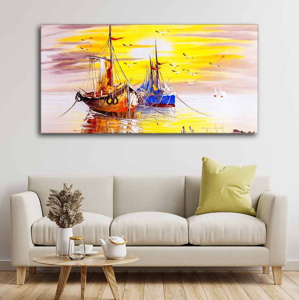 Beautiful Scenery of Sailing Ship on the Ocean Wall Painting - Decor Smart