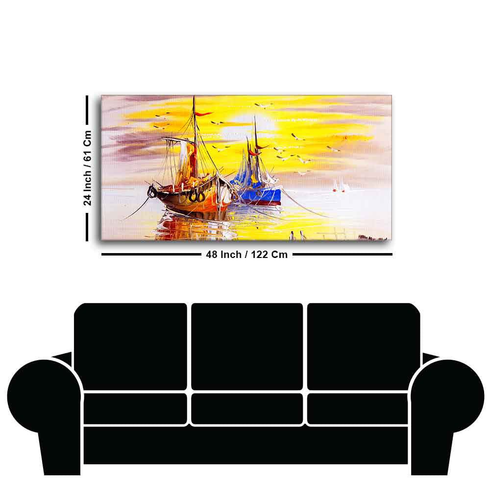 Beautiful Scenery of Sailing Ship on the Ocean Wall Painting - Decor Smart