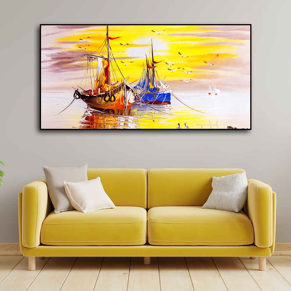 Beautiful Scenery of Sailing Ship on the Ocean Wall Painting - Decor Smart