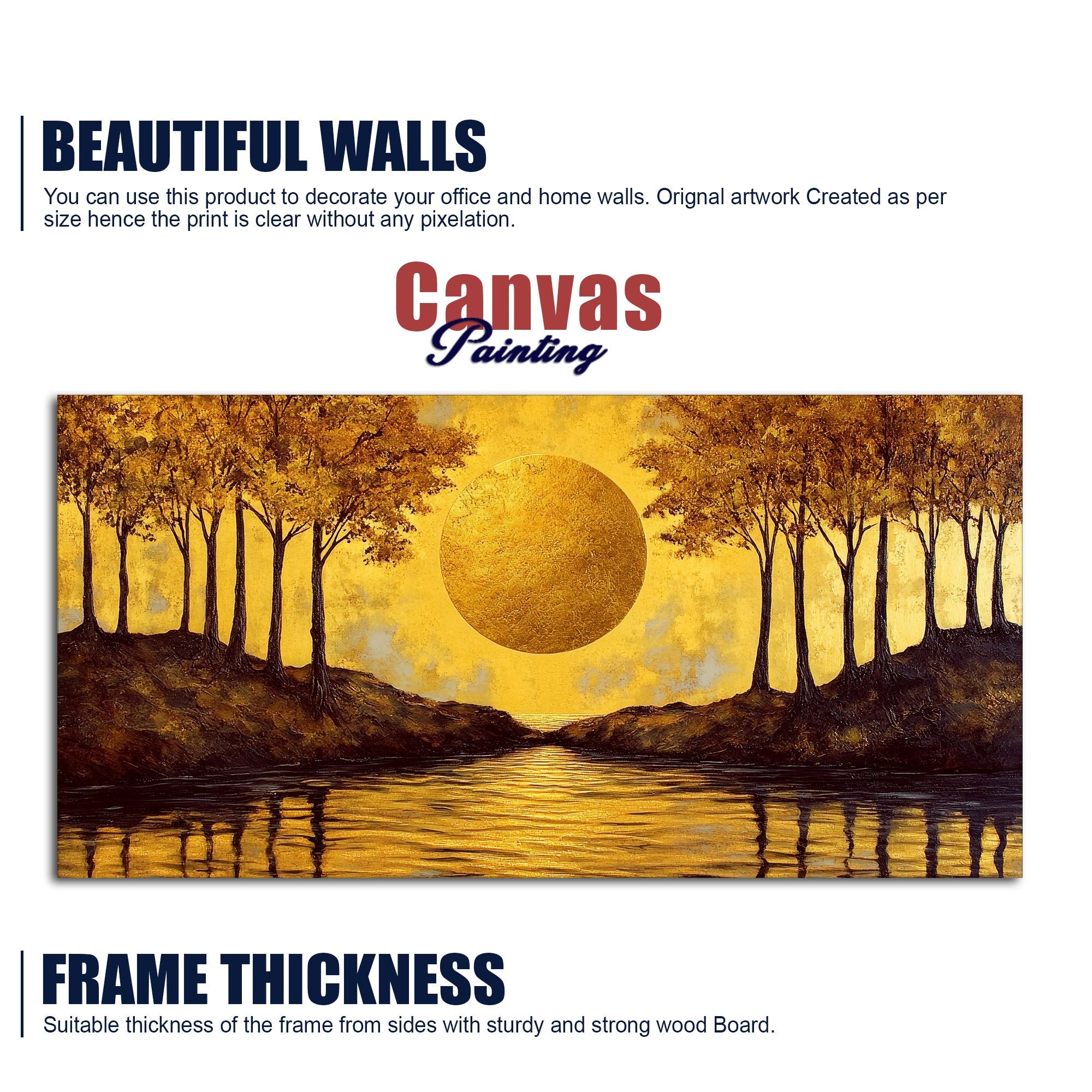 Beautiful Scenery of Sun Shining Premium Canvas Wooden Wall Painting