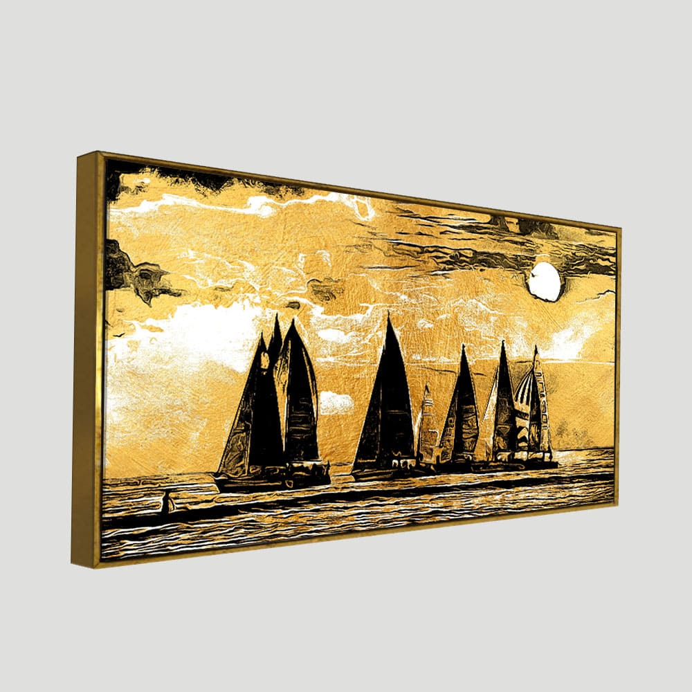 Beautiful Seascape with Boats Canvas Wall Painting - Decor Smart