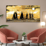 Beautiful Seascape with Boats Canvas Wall Painting - Decor Smart