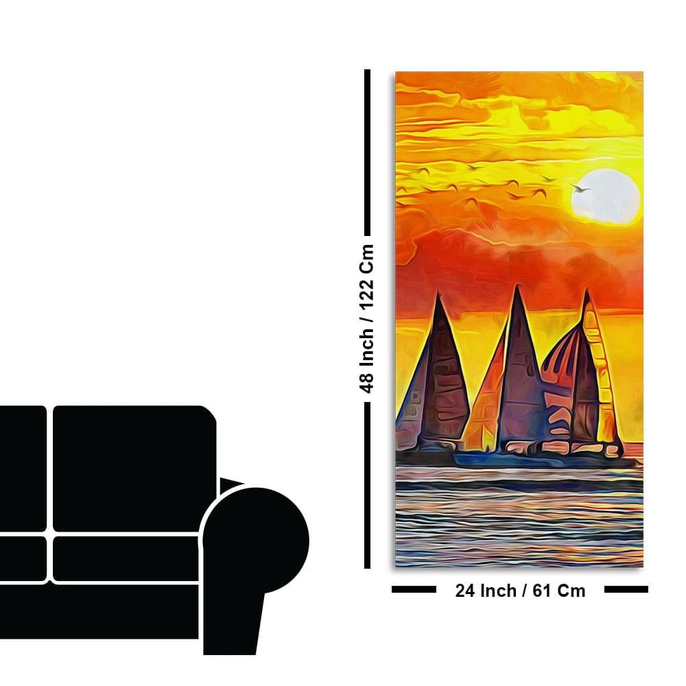 Beautiful Seascape with Sunset Wall Painting - Decor Smart