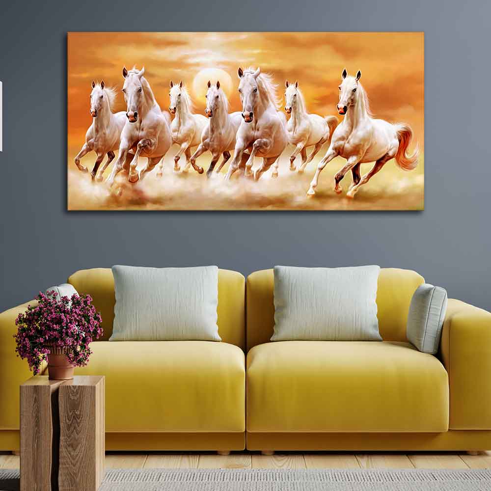Power & Motion – Seven Running Horses Big Canvas Art by Decor Smart