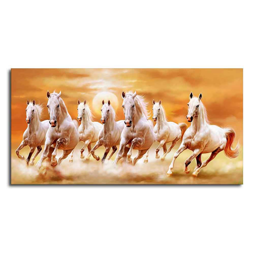 Power & Motion – Seven Running Horses Big Canvas Art by Decor Smart