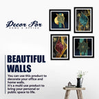 Beautiful Shiny Golden Leaves Premium Wall Frame Set of Four