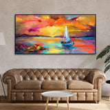 Beautiful Ship in the Ocean Abstract Scenery Canvas Wall Painting - Decor Smart