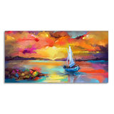 Beautiful Ship in the Ocean Abstract Scenery Canvas Wall Painting - Decor Smart