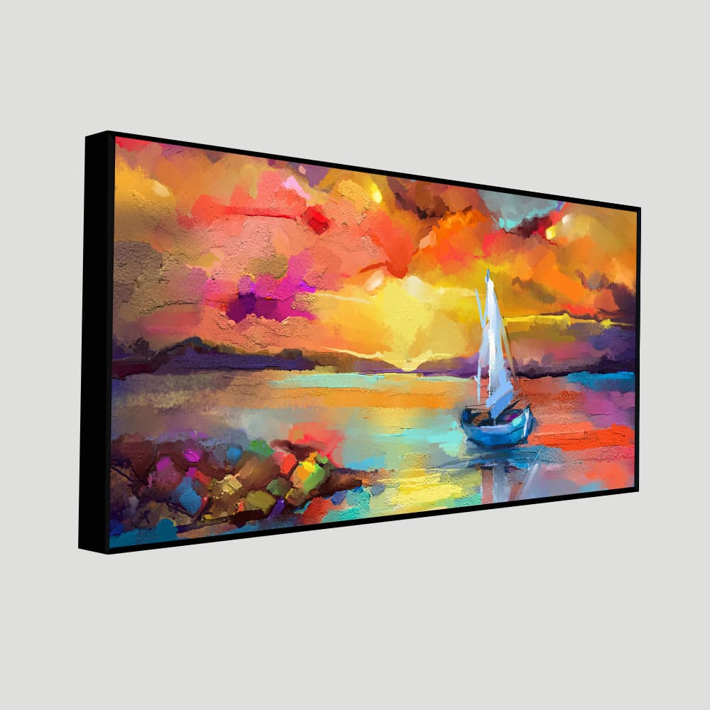 Beautiful Ship in the Ocean Abstract Scenery Canvas Wall Painting - Decor Smart