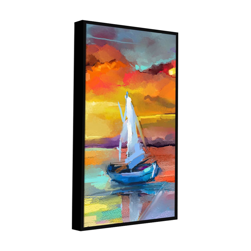 Beautiful Ship in the Ocean Abstract Scenery Premium Canvas Wall Painting - Decor Smart