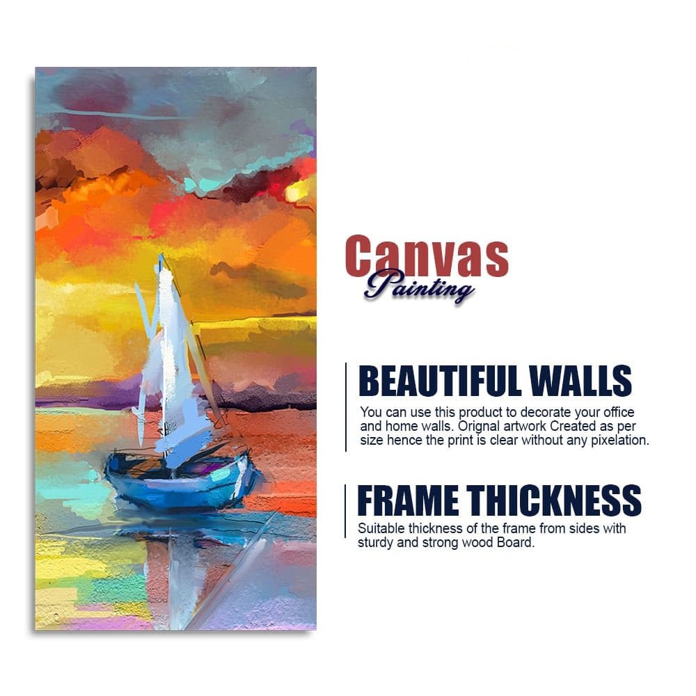 Beautiful Ship in the Ocean Abstract Scenery Premium Canvas Wall Painting - Decor Smart