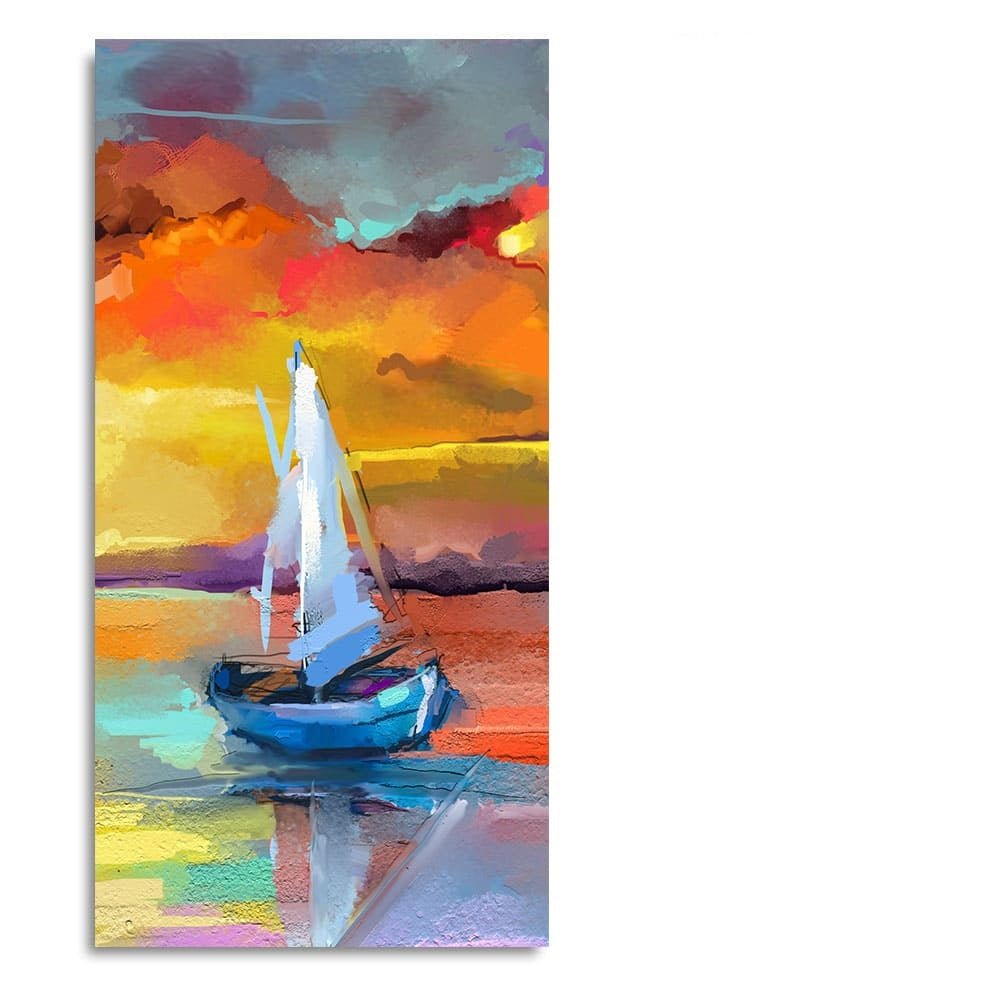 Beautiful Ship in the Ocean Abstract Scenery Premium Canvas Wall Painting - Decor Smart
