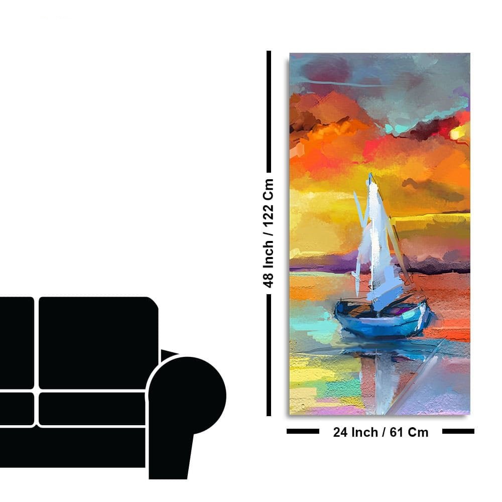 Beautiful Ship in the Ocean Abstract Scenery Premium Canvas Wall Painting - Decor Smart