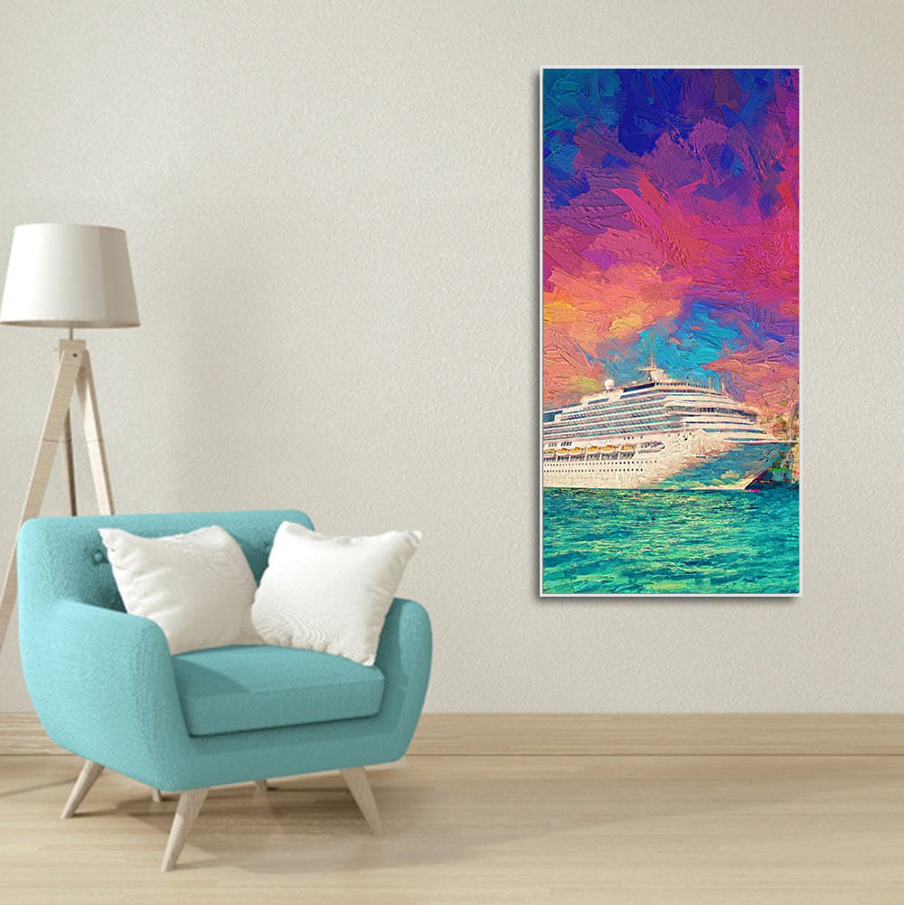 Beautiful Ship in the Sea Scenery Premium Canvas Wall Painting - Decor Smart