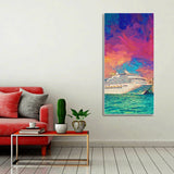 Beautiful Ship in the Sea Scenery Premium Canvas Wall Painting - Decor Smart